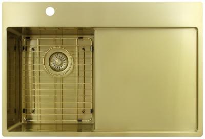 Pure.Sink Exclusivo Gold Small Sink with Drainer Section 78x52 cm Tapwing Left PEX3478LT-60