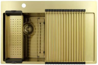 Pure.Sink Exclusivo Gold Small Sink with Drainer Section 78x52 cm Tapwing Left PEX3478LT-60
