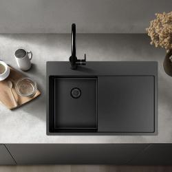 Pure.Sink Exclusivo Gun Metal malý dřez s odkapávací částí 78x52 cm Tapwing vlevo PEX3478LT-61