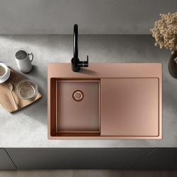 Pure.Sink Exclusivo Měděný malý dřez s odkapávací částí 78x52 cm Tapwing vlevo PEX3478LT-62
