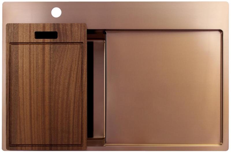 Pure.Sink Exclusivo Měděný malý dřez s odkapávací částí 78x52 cm Tapwing vlevo PEX3478LT-62