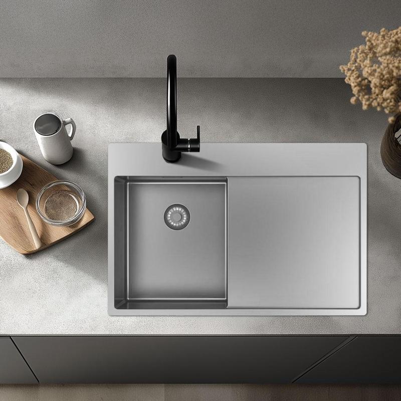 Pure.Sink Exclusivo RVS malý dřez s odkapávací částí 78x52 cm Tapwing vpravo PEX3478RT-02