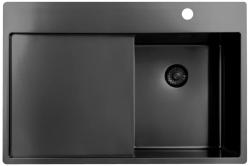 Pure.Sink Exclusivo Gun Metal malý dřez s odkapávací částí 78x52 cm Tapwing vpravo PEX3478RT-61