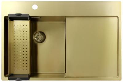Pure.Sink Exclusivo Gold sink with drainer 78x52 cm Tapwing left PEX4078LT-60
