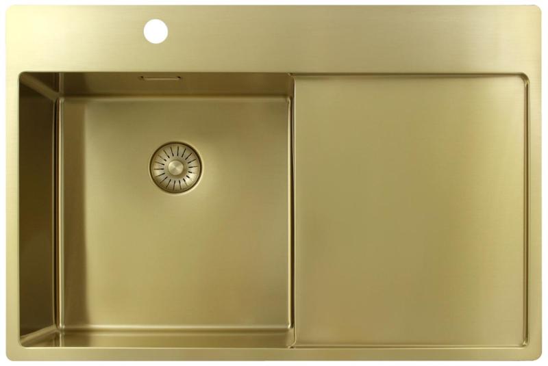 Pure.Sink Exclusivo Zlatý dřez s odkapávací částí 78x52 cm Tapwing vlevo PEX4078LT-60
