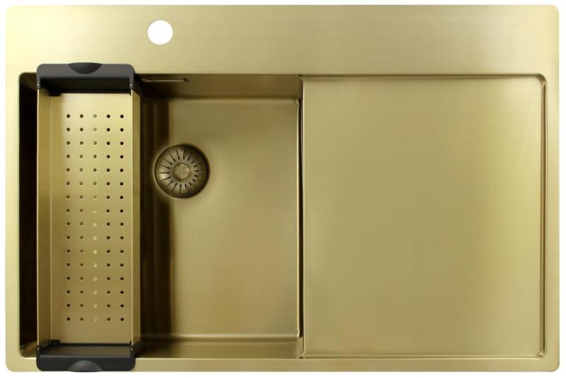 Pure.Sink Exclusivo Zlatý dřez s odkapávací částí 78x52 cm Tapwing vlevo PEX4078LT-60