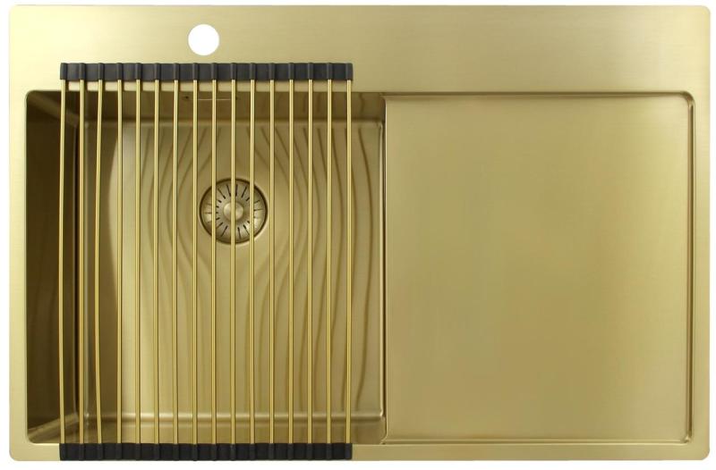 Pure.Sink Exclusivo Zlatý dřez s odkapávací částí 78x52 cm Tapwing vlevo PEX4078LT-60