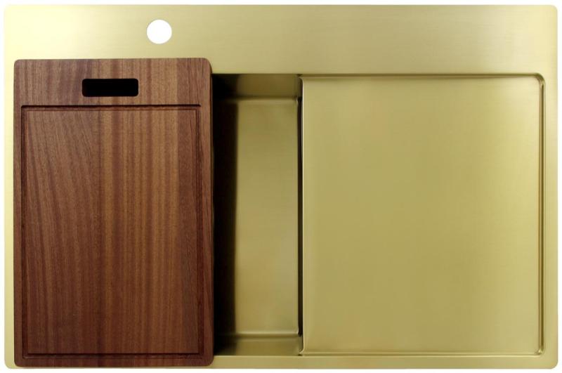 Pure.Sink Exclusivo Zlatý dřez s odkapávací částí 78x52 cm Tapwing vlevo PEX4078LT-60