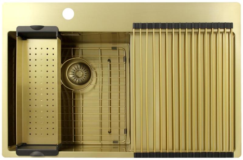 Pure.Sink Exclusivo Zlatý dřez s odkapávací částí 78x52 cm Tapwing vlevo PEX4078LT-60