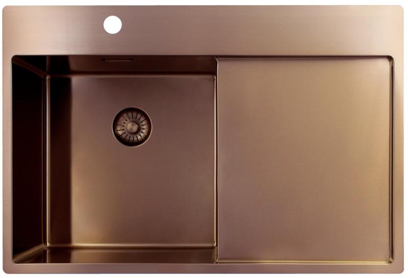 Pure.Sink Exclusivo Měděný dřez s odkapávací částí 78x52 cm Tapwing vlevo PEX4078LT-62