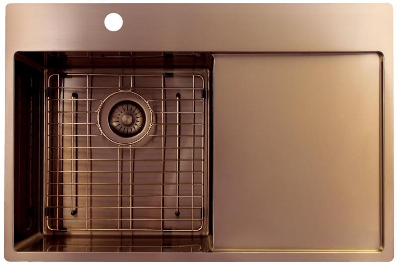 Pure.Sink Exclusivo Měděný dřez s odkapávací částí 78x52 cm Tapwing vlevo PEX4078LT-62