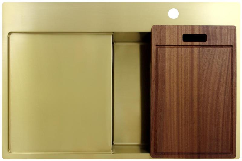 Pure.Sink Exclusivo Zlatý dřez s odkapávací částí 78x52 cm Tapwing vpravo PEX4078RT-60