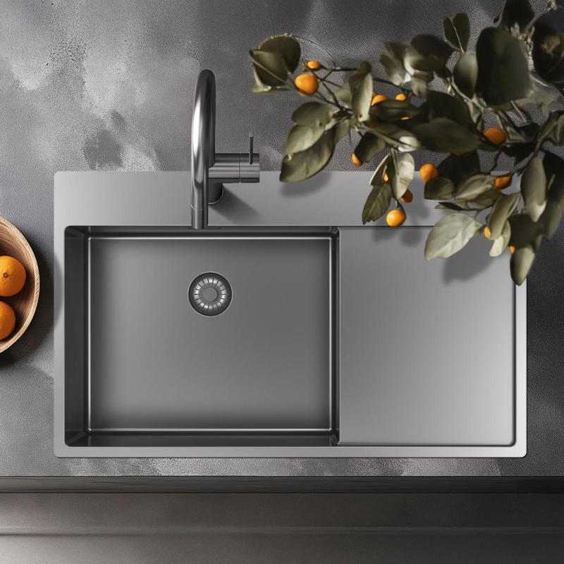 Pure.Sink Exclusivo nerezový dřez s odkapávací částí 86x52 cm Tapwing vlevo PEX5086LT-02