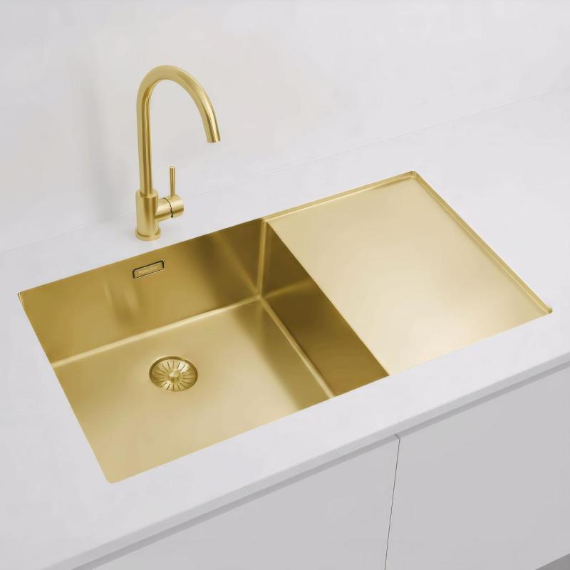 Pure.Sink Exclusivo Zlatý dřez s odkapávací částí 86x52 cm Tapwing vlevo PEX5086LT-60