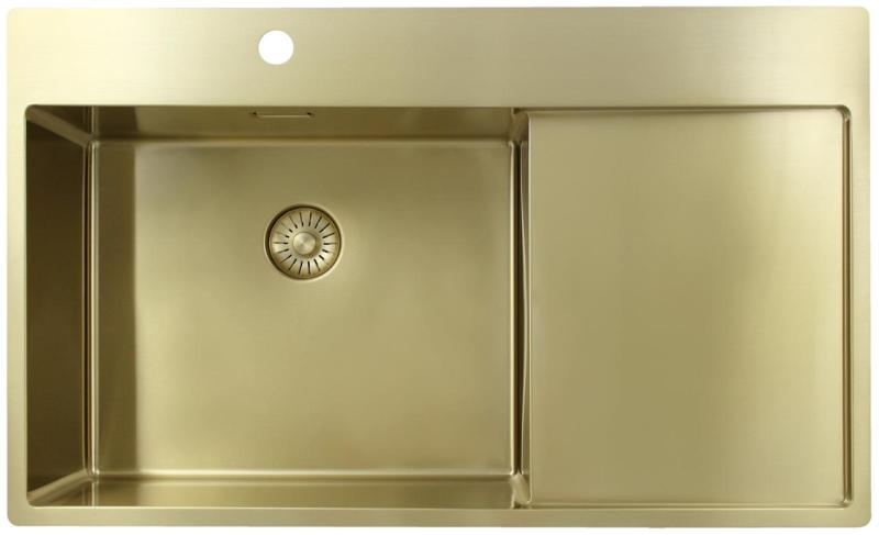Pure.Sink Exclusivo Zlatý dřez s odkapávací částí 86x52 cm Tapwing vlevo PEX5086LT-60