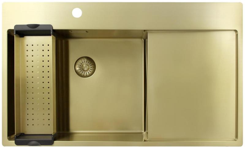 Pure.Sink Exclusivo Zlatý dřez s odkapávací částí 86x52 cm Tapwing vlevo PEX5086LT-60