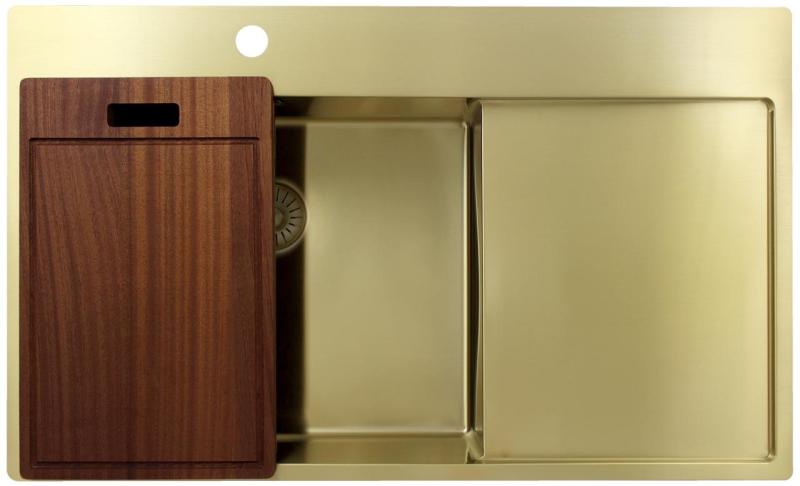 Pure.Sink Exclusivo Zlatý dřez s odkapávací částí 86x52 cm Tapwing vlevo PEX5086LT-60