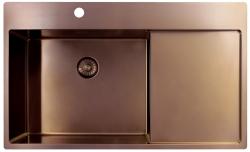 Pure.Sink Exclusivo Měděný dřez s odkapávací částí 86x52 cm Křídlo kohoutku vlevo PEX5086LT-62