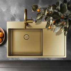 Pure.Sink Exclusivo Zlatý dřez s odkapávací částí 86x52 cm Tapwing vpravo PEX5086RT-60