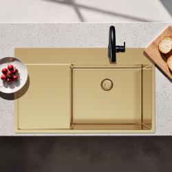 Pure.Sink Exclusivo Zlatý dřez s odkapávací částí 86x52 cm Tapwing vpravo PEX5086RT-60