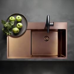 Pure.Sink Exclusivo Měděný dřez s odkapávací částí 86x52 cm Tapwing vpravo PEX5086RT-62