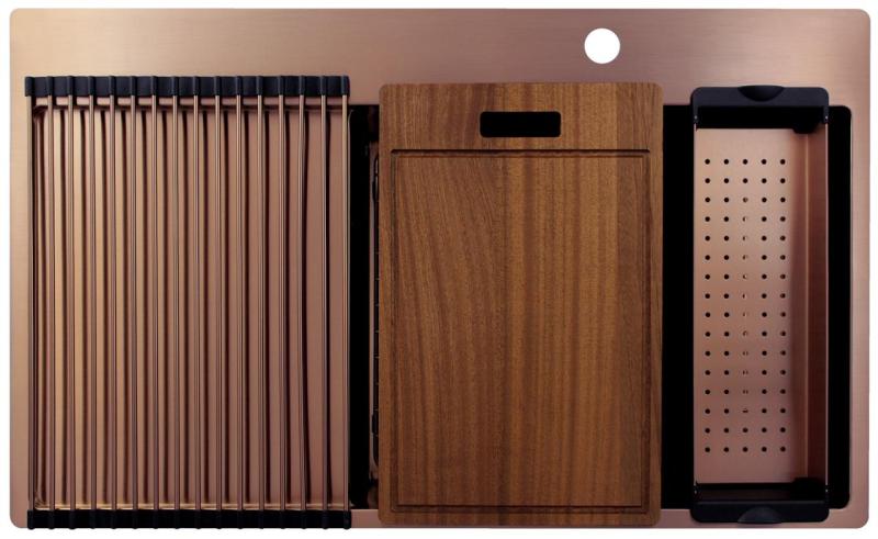 Pure.Sink Exclusivo Měděný dřez s odkapávací částí 86x52 cm Tapwing vpravo PEX5086RT-62