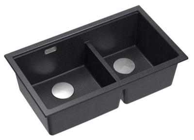 Quadri Newport II Dvojitý Antracitový Granitový Vestavný Dřez 76x45 cm s Nerezovou Zástrčkou 1208971369