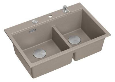 Quadri Hard Rock Dvojitý Taupe Granitový Nadstavbový Dřez 76x50 cm s nerezovou zástrčkou a příslušenstvím 1208971402