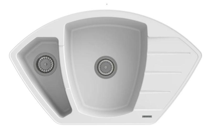Graniteland Monte Granitový bílý nárožní dřez na povrch 901x538mm s nerezovou zátkou 1208971415