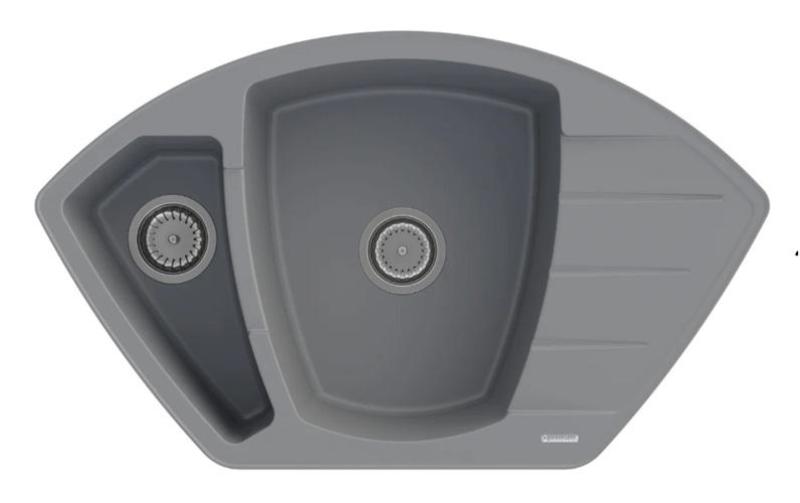 Graniteland Monte Granitový šedý rohový dřez na povrch 901x538mm s nerezovou zástrčkou 1208971416