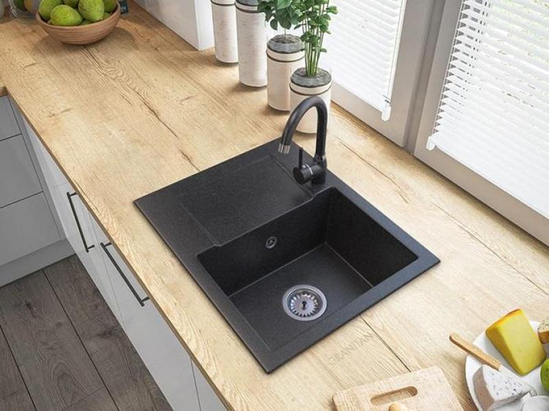 Graniteland Nex Granitový Arduinový dřez vypadající jako tvrdý kámen s odkapávací částí 574x464 mm 1208971426