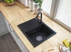 Graniteland Nex Granitový černý dřez s odkapávací částí 574x464 mm 1208971428