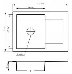 Graniteland Nex Granitový šedý dřez s odkapávací částí 574x464 mm 1208971431