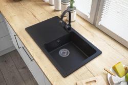 Graniteland Liri Granitový černý dřez s odkapávačem 765x448 mm 1208971438