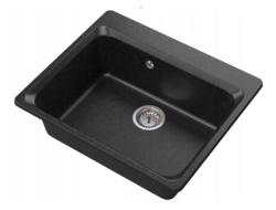 Graniteland Vastone Granitový dřez 619x522 mm Look Arduin tvrdý kámen Vestavba s bankou pro kohoutek a nerezovou zátkou 1208971442