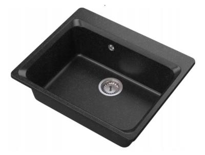 Graniteland Vastone Granitový dřez 619x522 mm Look Arduin tvrdý kámen Vestavba s bankou pro kohoutek a nerezovou zátkou 1208971442