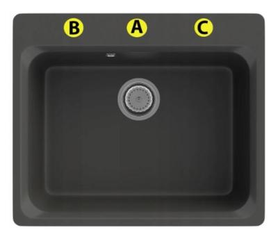 Graniteland Vastone Granitový dřez 619x522 mm Černý nástavba s dírou pro kohoutek a nerezovou zátkou 1208971443
