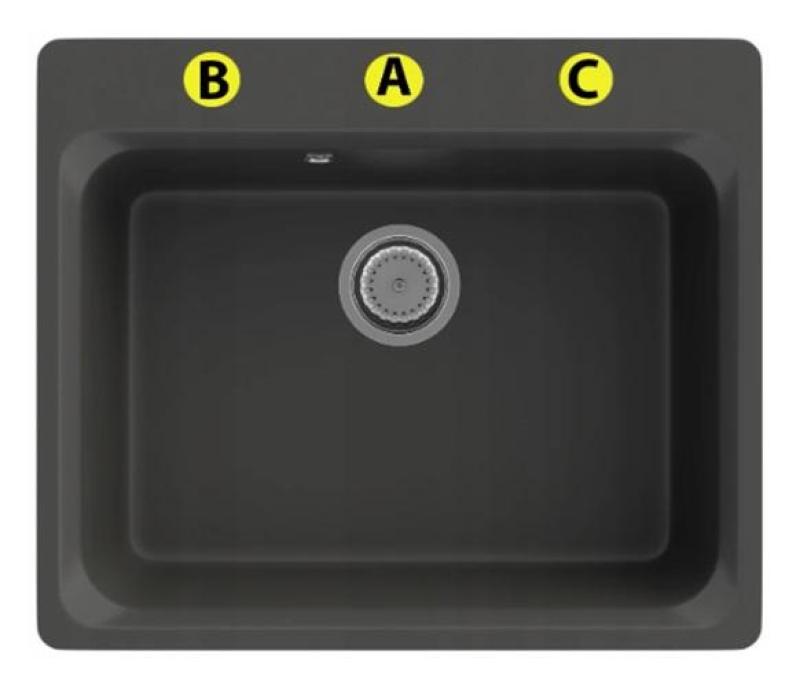 Graniteland Vastone Granitový dřez 619x522 mm Černý nástavba s dírou pro kohoutek a nerezovou zátkou 1208971443