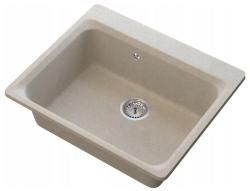Graniteland Vastone Granitový dřez 619x522 mm Béžový s otvorem pro baterii a nerezovou zátkou 1208971444