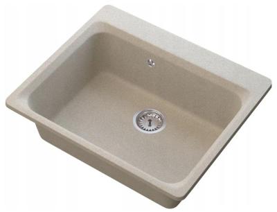 Graniteland Vastone Granitový dřez 619x522 mm Béžový s otvorem pro baterii a nerezovou zátkou 1208971444