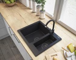 Graniteland Adda Granitový černý 1.5 Dřez Nástavba 600x495mm 1208971454