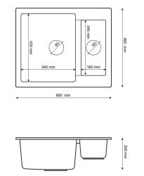 Graniteland Adda Granitový Bílý 1.5 Dřez Montáž 600x495mm 1208971455