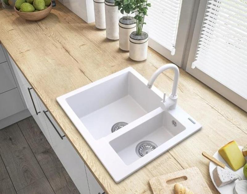 Graniteland Adda Granitový Bílý 1.5 Dřez Montáž 600x495mm 1208971455