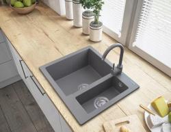 Graniteland Adda Granitový Šedý 1.5 Dřez Nástavba 600x495mm 1208971456