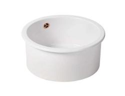 Ausmann Ceramic Ember Keramický Bílý Kruhový Dřez na Montáž a Podstavbu s Měděnou Zástrčkou 1208971462