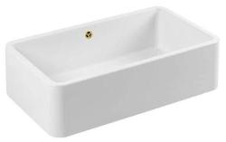Ausmann Ceramic Mira Keramický bílý dřez - Vestavba a mezi stavba 795 x 460 mm s zlatou zástrčkou 1208971466