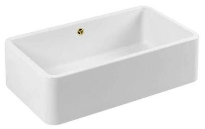 Ausmann Ceramic Mira Keramický bílý dřez - Vestavba a mezi stavba 795 x 460 mm s zlatou zástrčkou 1208971466