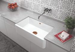 Ausmann Ceramic Mira Keramický bílý dřez - Montáž pod a mezi 795 x 460 mm s měděným zátkou 1208971467