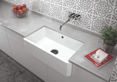 Ausmann Ceramic Mira Keramický Bílý Dřez - Podstavba a Mezistavba 795 x 460 mm s Gun metal zátkou 1208971468