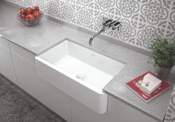 Ausmann Ceramic Mira Keramický bílý dřez - Vestavěný a mezi vestavěný 795 x 460 mm s bílou zátkou 1208971470